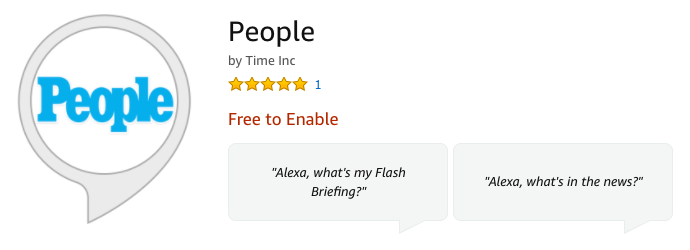 A screenshot of the People app listing in the Amazon store, with the People logo inside a speech bubble